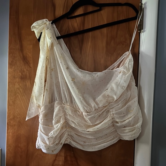 Torrid Tops - Cream Ruched One-Shoulder Top